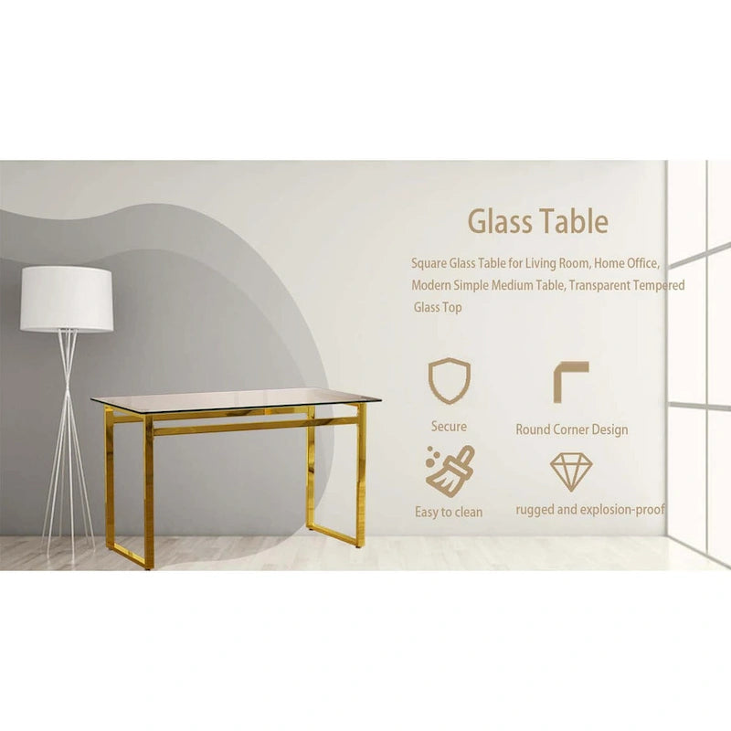 Minimalist Rectangular Glass Dining Table
