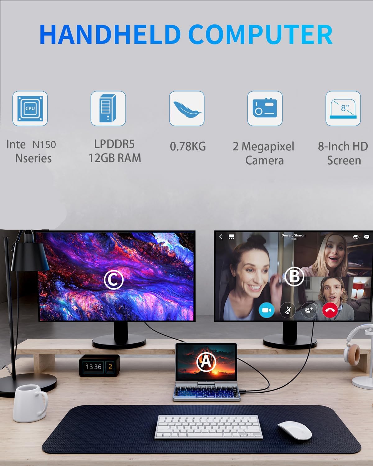 8 inch 2-in-1 mini laptop – toetsenbord en trackpad detail