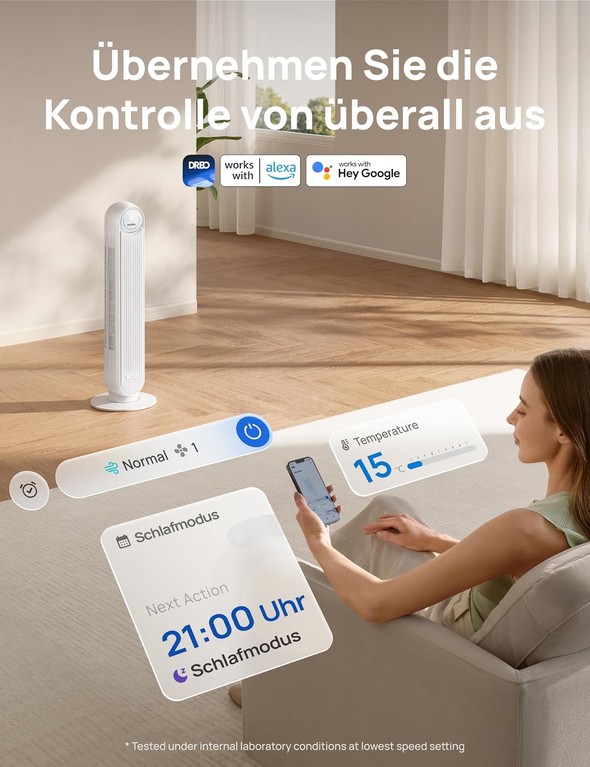 Dreo Smart 20dB Leiser Turmventilator – Nahaufnahme 7/8