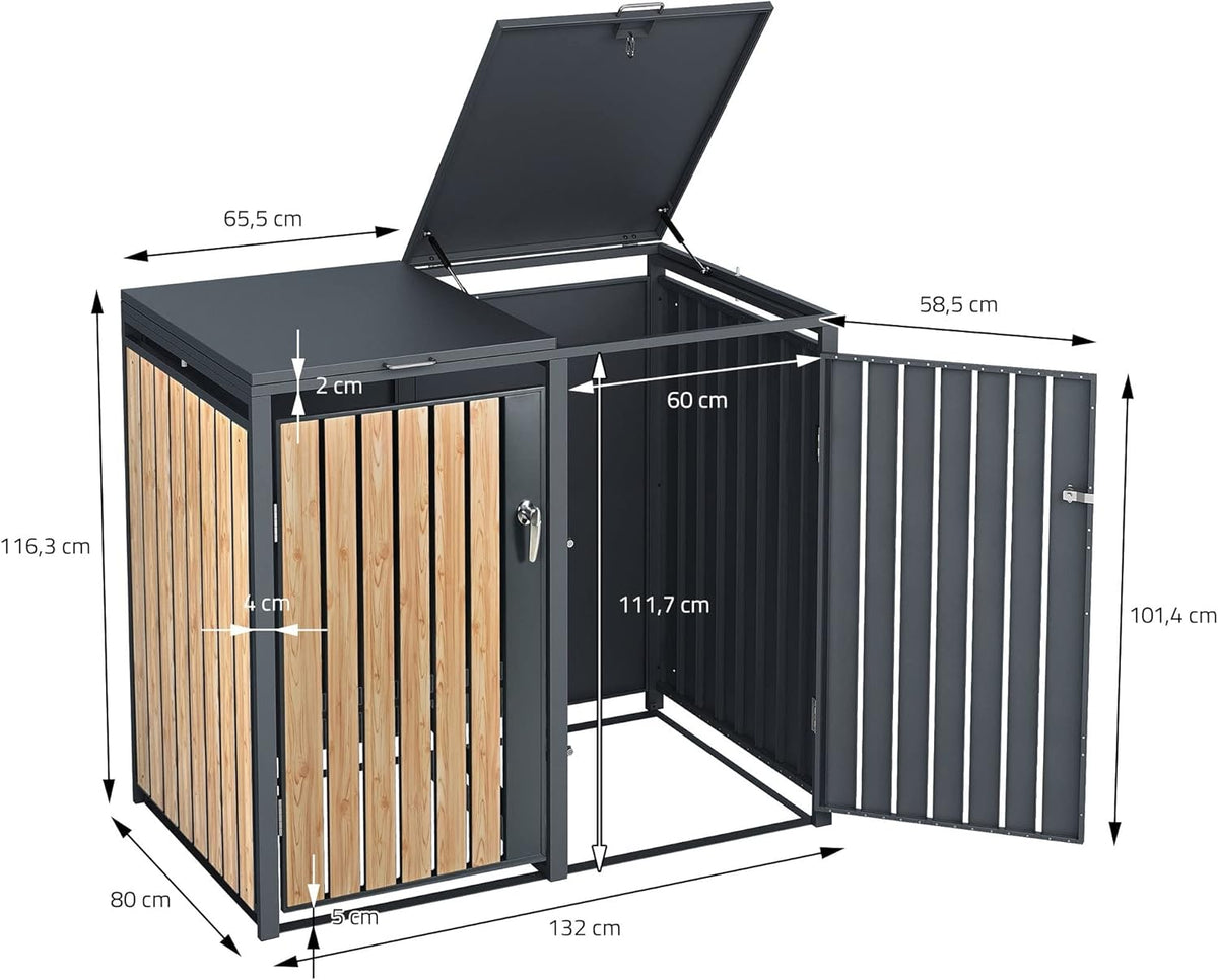 ML-Design Mülltonnenbox 3er Anthrazit – Bedienung