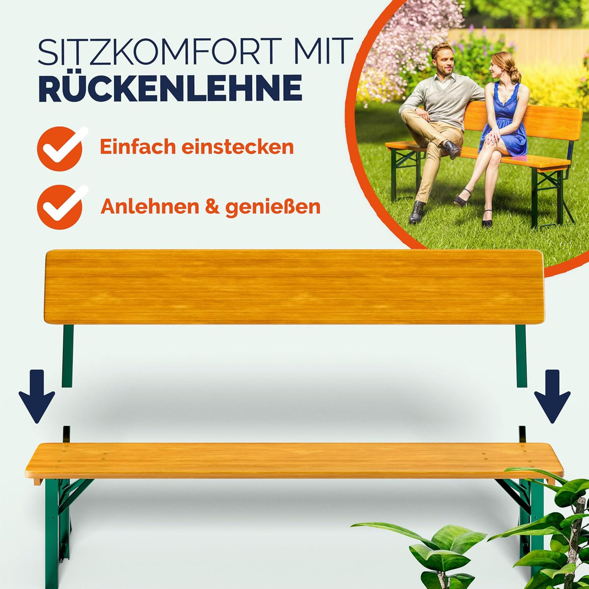 Produktbild: Casaria® Bierzeltgarnitur mit Lehne 170 cm Klappbar Stabil 2 – Detailansicht Bedienelemente