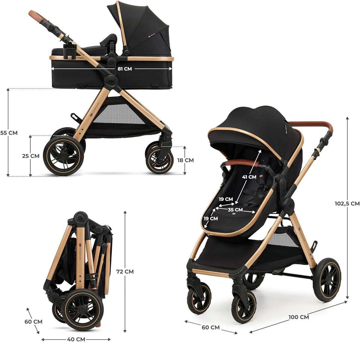 Complete 3-in-1 set van onderstel tot autostoel