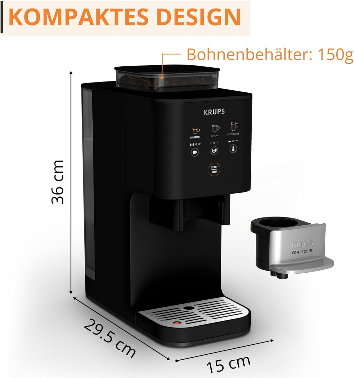 Produktbild: Krups Coffee Crush Extra Kaffeevollautomat – Verpackung und Lieferumfang