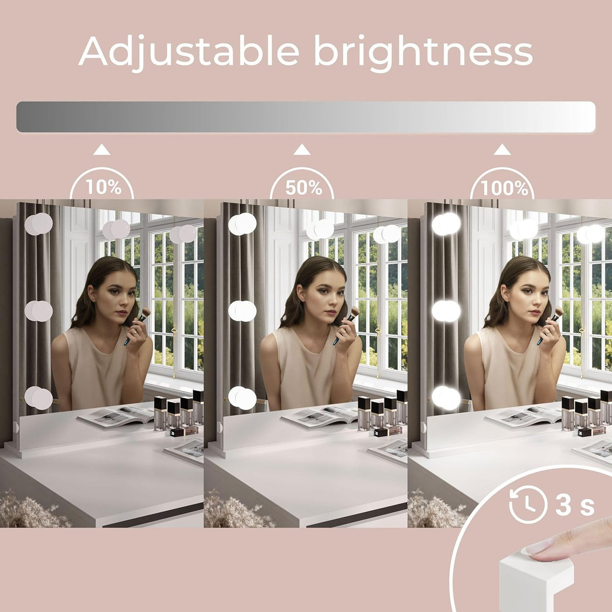 Lookway Schminktisch MADA Elite II mit LED-Spiegel – Elegant – Nahaufnahme 7/15