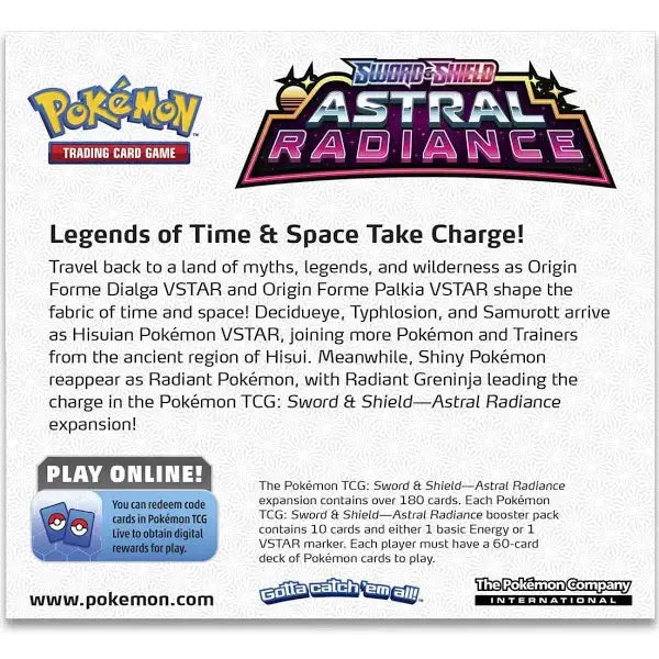 Pokémon Astral Radiance uitgestrooide verzamelkaarten detail