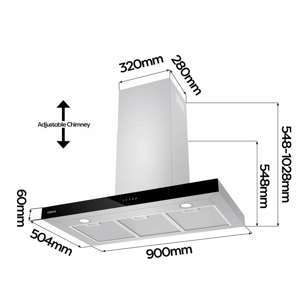 Touchbedieningspaneel met LED-display van de Ciarra afzuigkap