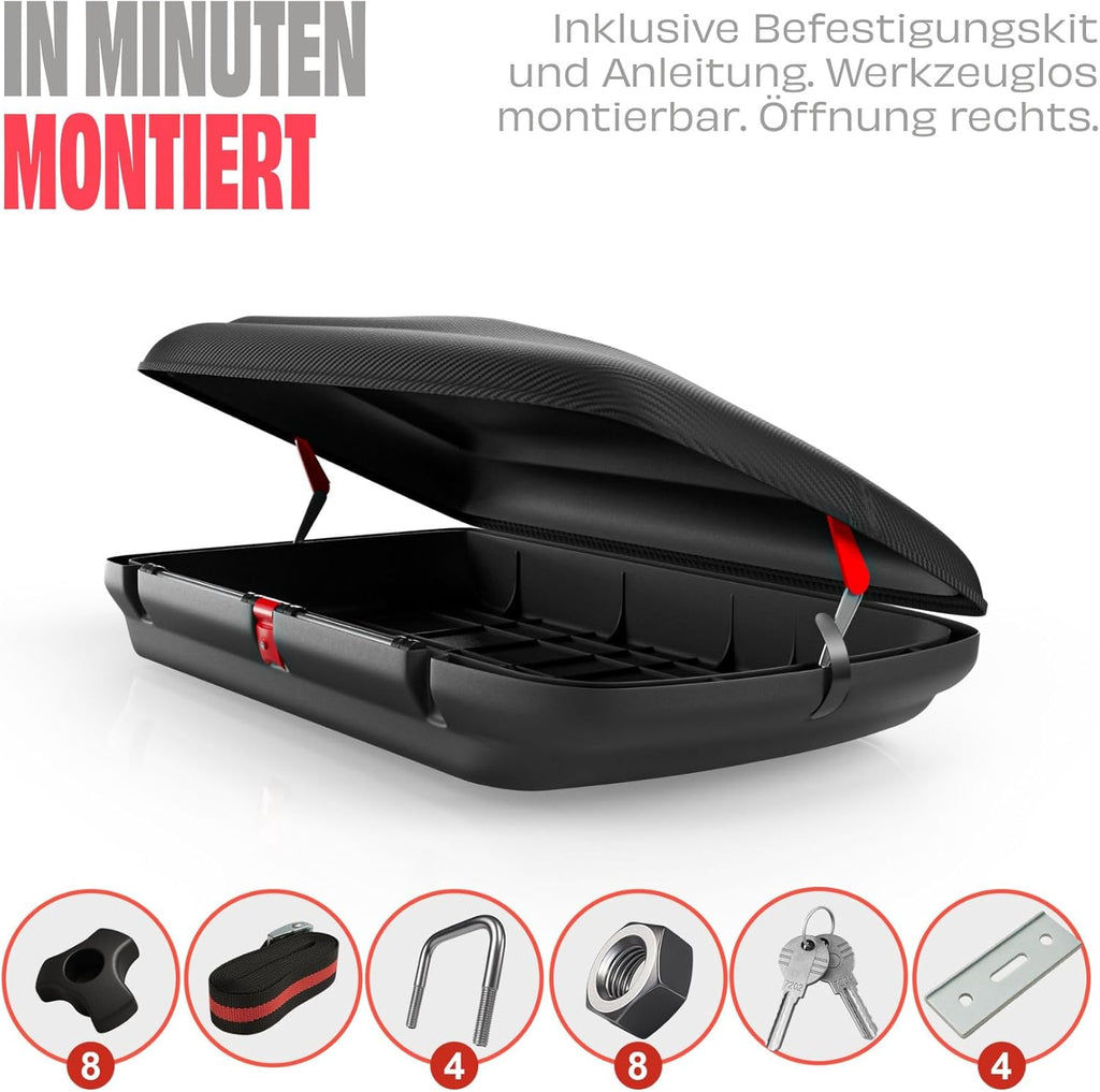 Dachbox VDP-BA480 im Carbon-Look auf dem Autodach