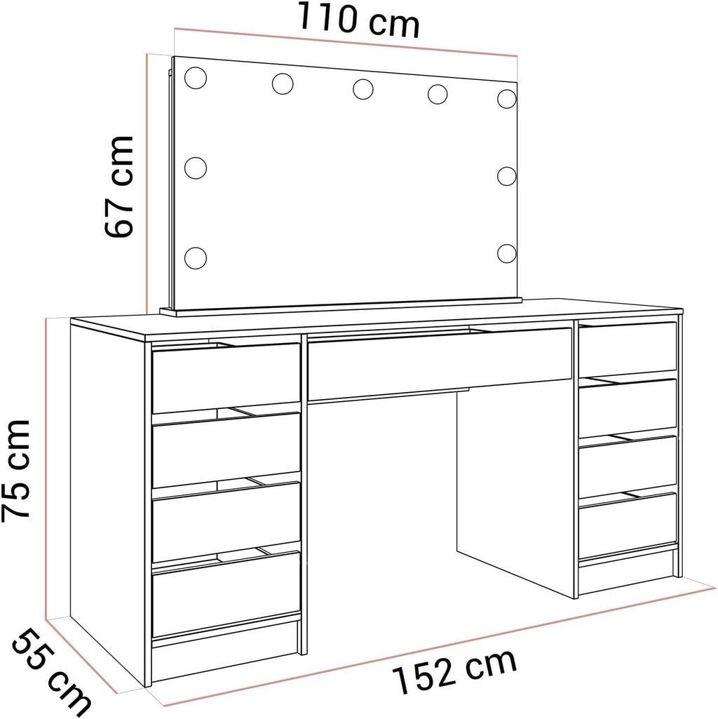 Lookway Schminktisch MADA Elite II mit LED-Spiegel – Elegant – Rückansicht 15/15