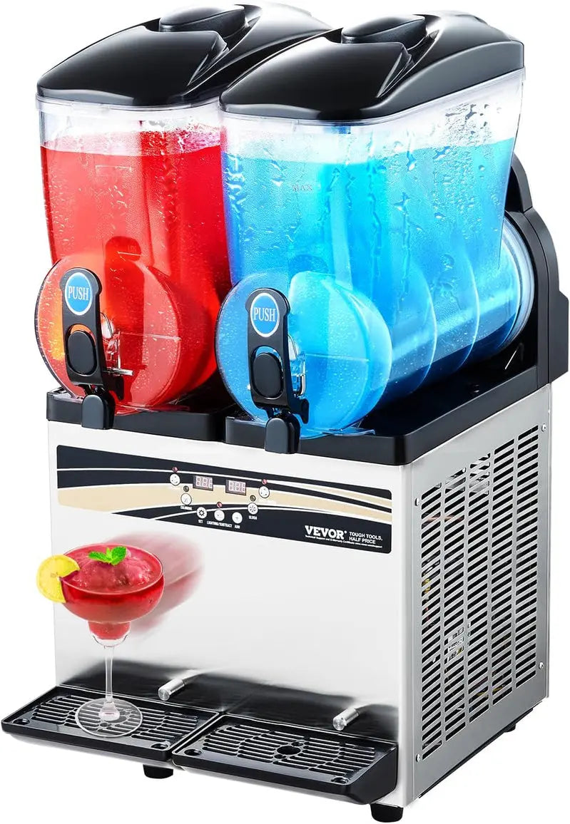 VEVOR 15L slushie machine met dubbele tank, vooraanzicht