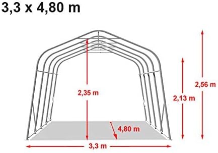 TOOLPORT Tente-Garage carport 3,3 x 4,8 m d'élevage abri agricole Tente de Stockage bache PVC 800 N Armature Solide Gris