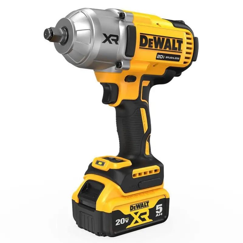 DEWALT 20V MAX XR 1/2 accu-slagmoersleutel met 5Ah accu, rechtse aanzicht