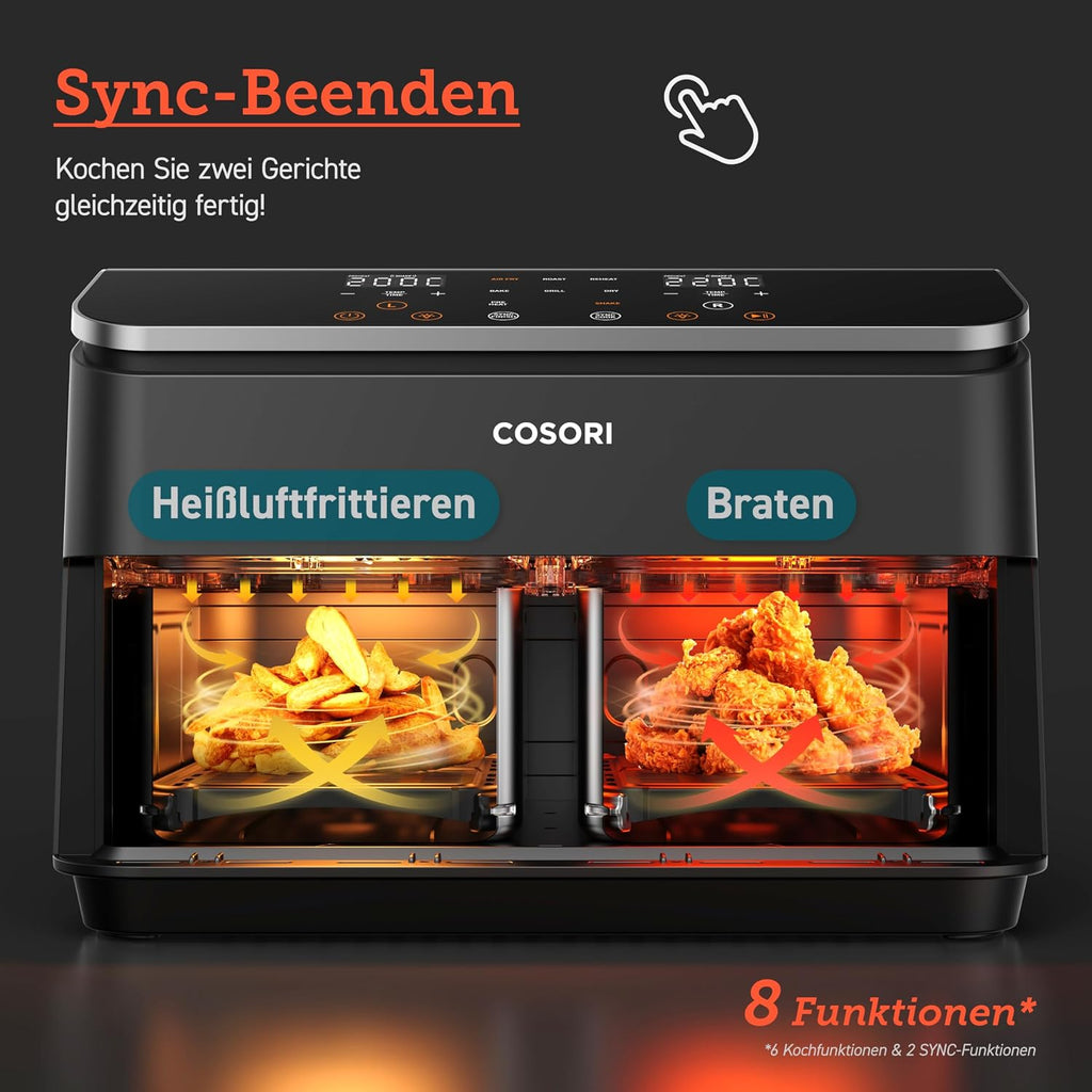 Produktbild: COSORI Airfryer – Größenangabe im Maß