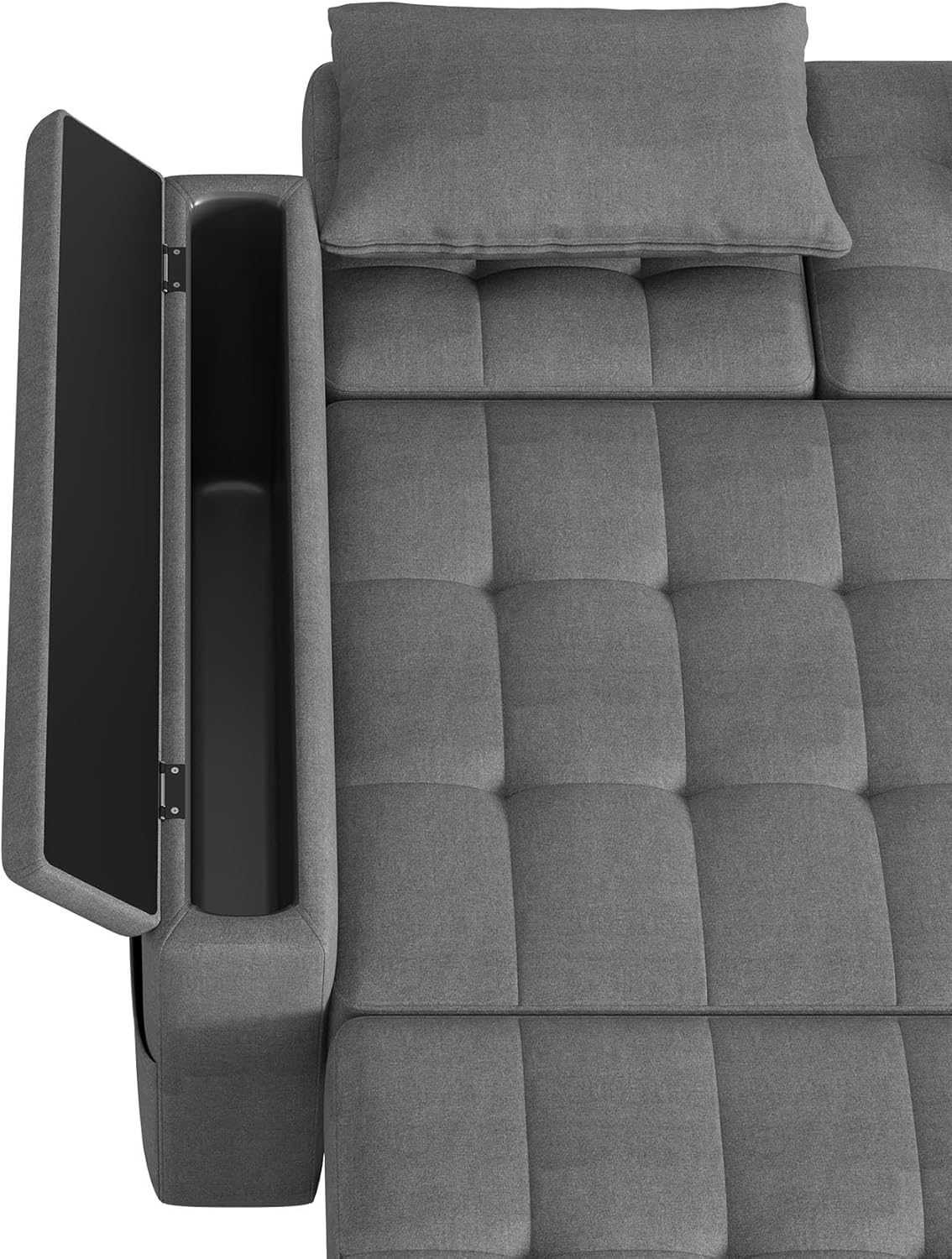 2-Sitzer Schlafsofa Grau mit Stauraum – Materialdetail