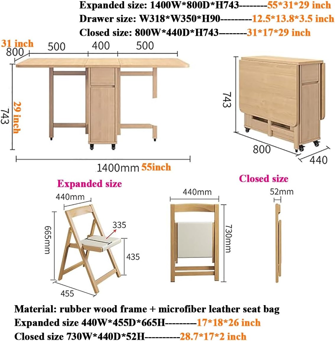 Opklapbare houten eettafel – uitgeklapte tafel als eettafel