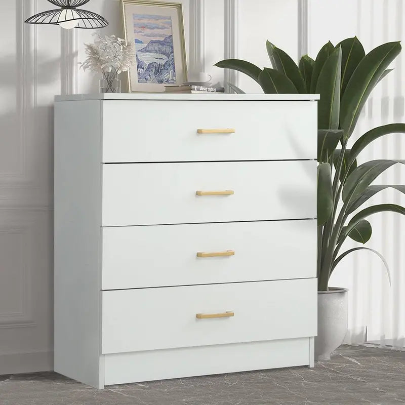 Bovenaanzicht van het witte massieve blad van de commode