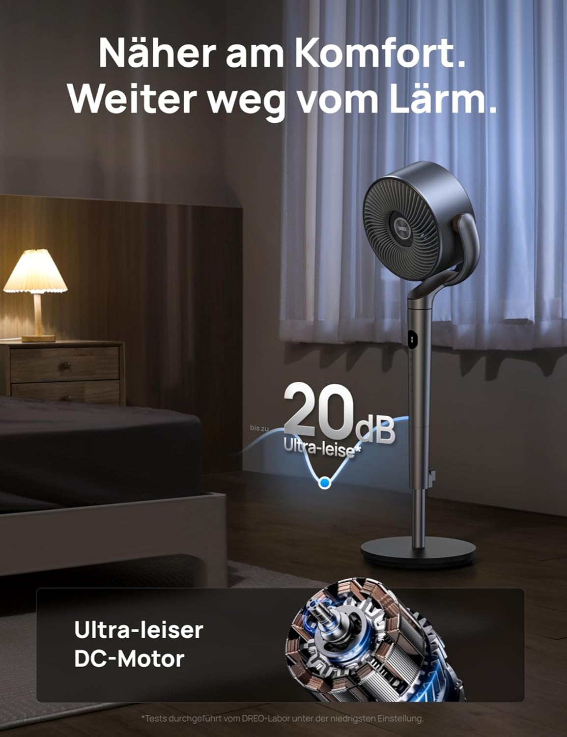 Produktbild: Dreo 20dB leiser Standventilator – mit Zubehör