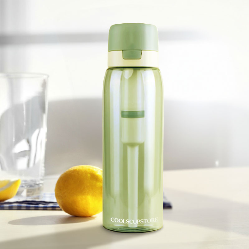 Green Transparent Bottle Plastic Water Purification Cup