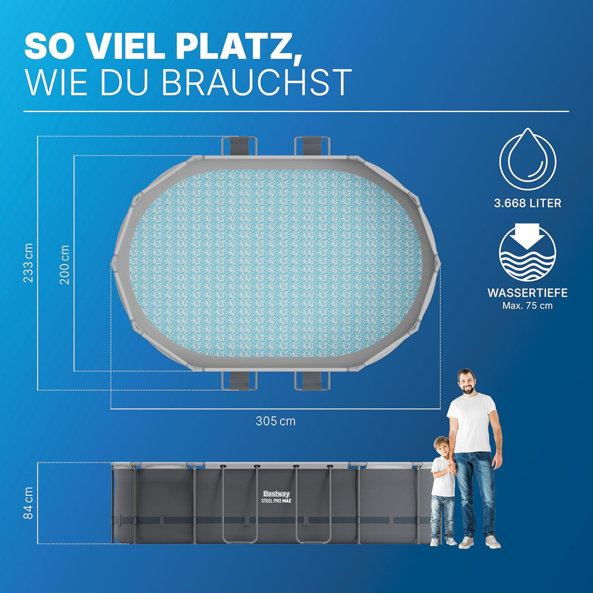 Bestway Power Steel Pool Oval – Seitenansicht