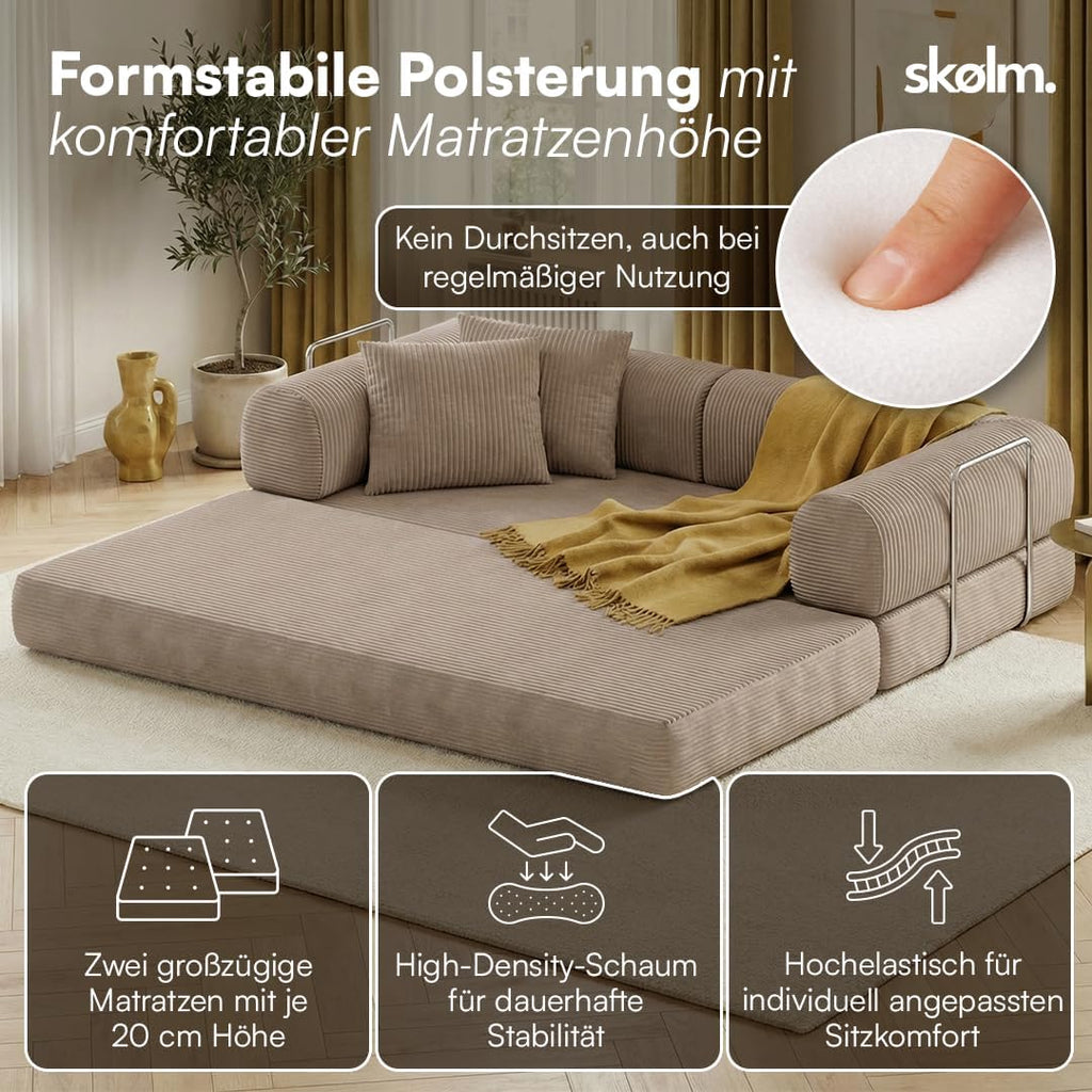 Ausgeklappte Liegefläche des Schlafsofas