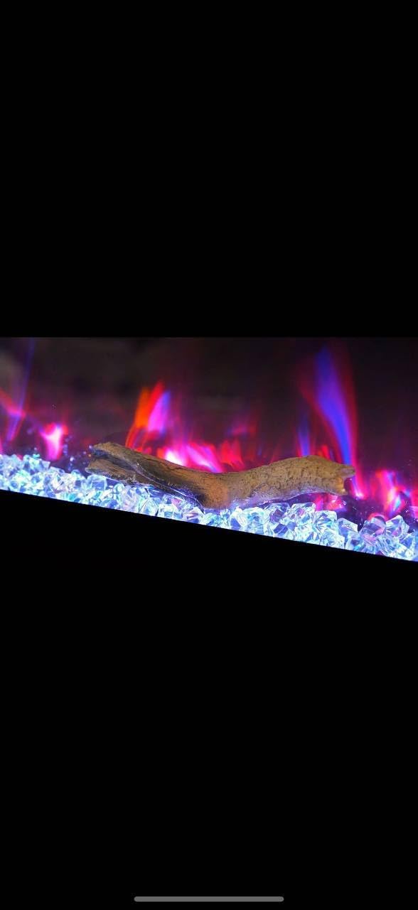 Mystflame Crystal 50 - Cheminée électrique Murale avec Wi-FI, 127 cm, Ultra Fine 8 cm, 12 Couleurs de Flamme, Thermostat 750/1500W, Poêle Confortable, écran Tactile et Minuterie
