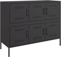 vidaXL Buffet, Armoire avec Pieds et Compartiments, Placard avec Porte, Meuble de Rangement Salon Intérieur, Noir 100,5x39x79 cm Acier