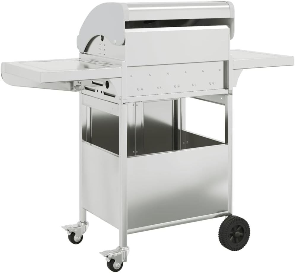 Furniture Select-Barbecue à gaz avec 4 br?leurs en acier inoxydable Argenté