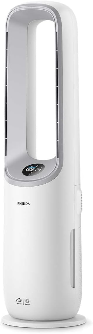 Philips Air Performer 2-en-1 : Purificateur & Ventilateur Rafra?chisseur – Nettoie 70m2, élimine 99,97% des Allergènes et Polluants. Filtre HEPA, Capteurs Intelligents, Alexa, Application (AMF765/10)