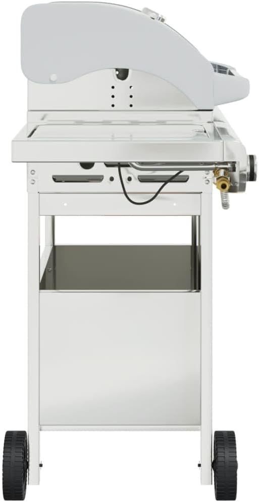 Furniture Select-Barbecue à gaz avec 4 br?leurs en acier inoxydable Argenté