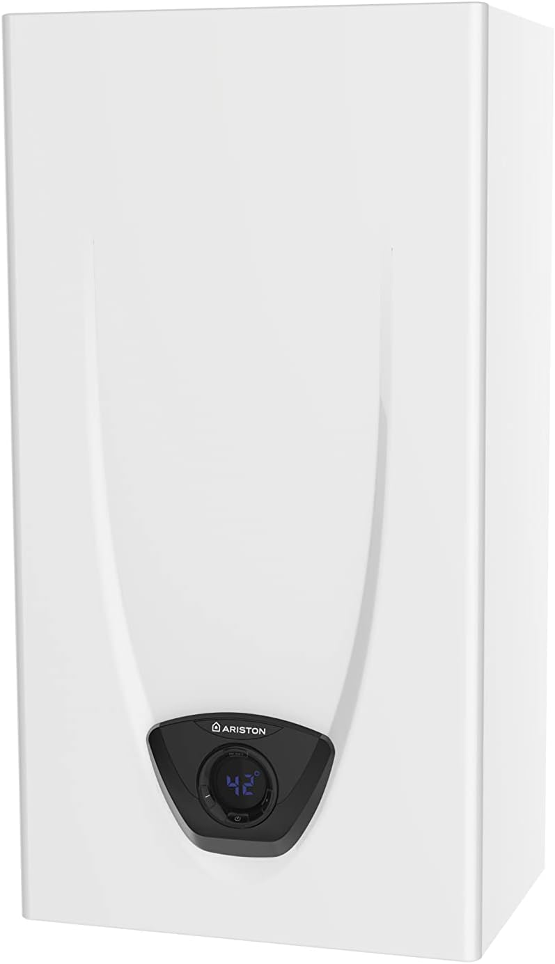 Ariston FAST EVO X DISPLAY Chauffe-eau gaz instantané, Low Nox, 14 l/min, 15 pourcent d'économies d'énergies, Classe énergétique A, Con?u et fabriqué pour être installé en France, Blanc, 14l/min