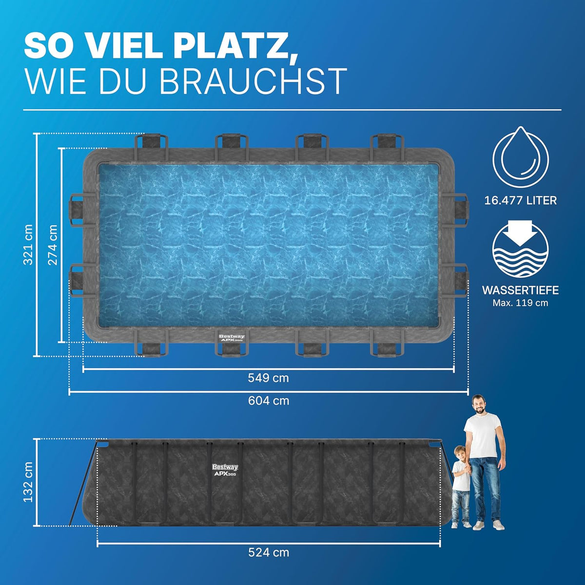 Bestway APX365 Winterfestes Frame Pool Set – Frontalansicht 4/9