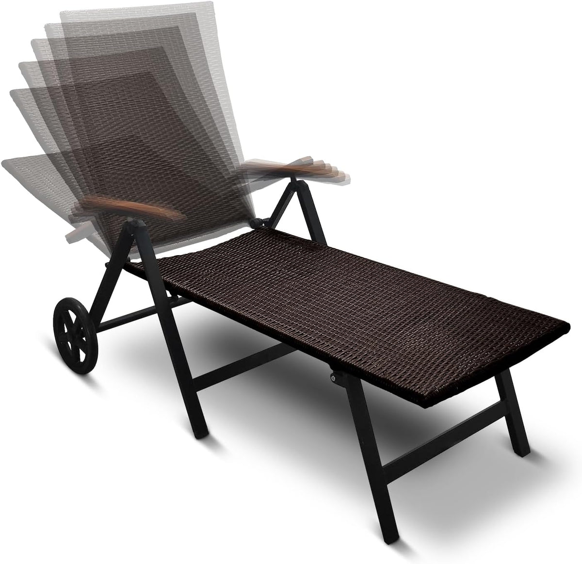 Aluminium Polyrattan Sonnenliege Braun – Gesamtansicht