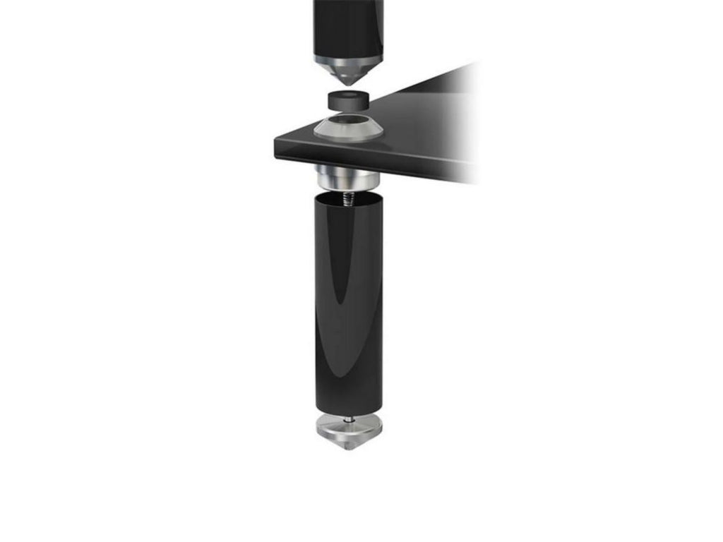 Norstone Stabbl HiFi meubel - satijnzwarte frame close-up