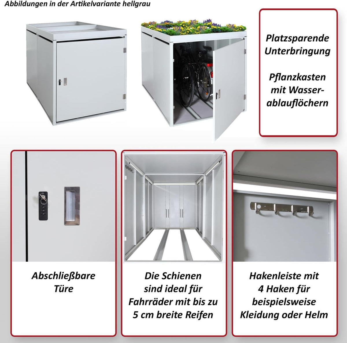 Mendler 2er-Fahrradgarage mit Pflanzkasten HWC-L56b – Hauptansicht 1/8