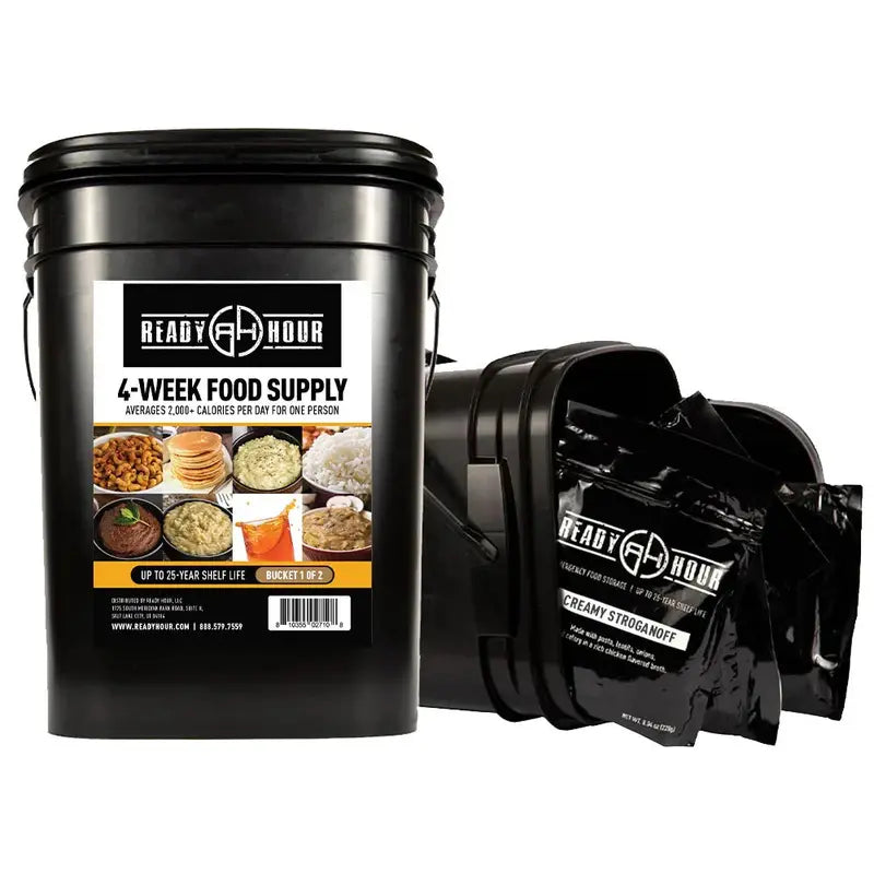 4 weken noodvoedselpakket – sluitbare opslagemmer met handvat
