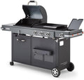 BRASERO - Barbecue Bi-Energy Gun Metal XL - Barbecue Charbon et Plancha 60 x 42 cm à gaz avec br?leur latéral -12,95 KW