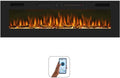 Mystflame Crystal 50 - Cheminée électrique Murale avec Wi-FI, 127 cm, Ultra Fine 8 cm, 12 Couleurs de Flamme, Thermostat 750/1500W, Poêle Confortable, écran Tactile et Minuterie