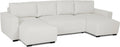 Budwing Jordan Canapé-lit 5 Places – Chaise Longue Panoramique, Confort Premium – Style Contemporain, Tissu 100% Polyester – 317x157x91 cm – Beige Clair