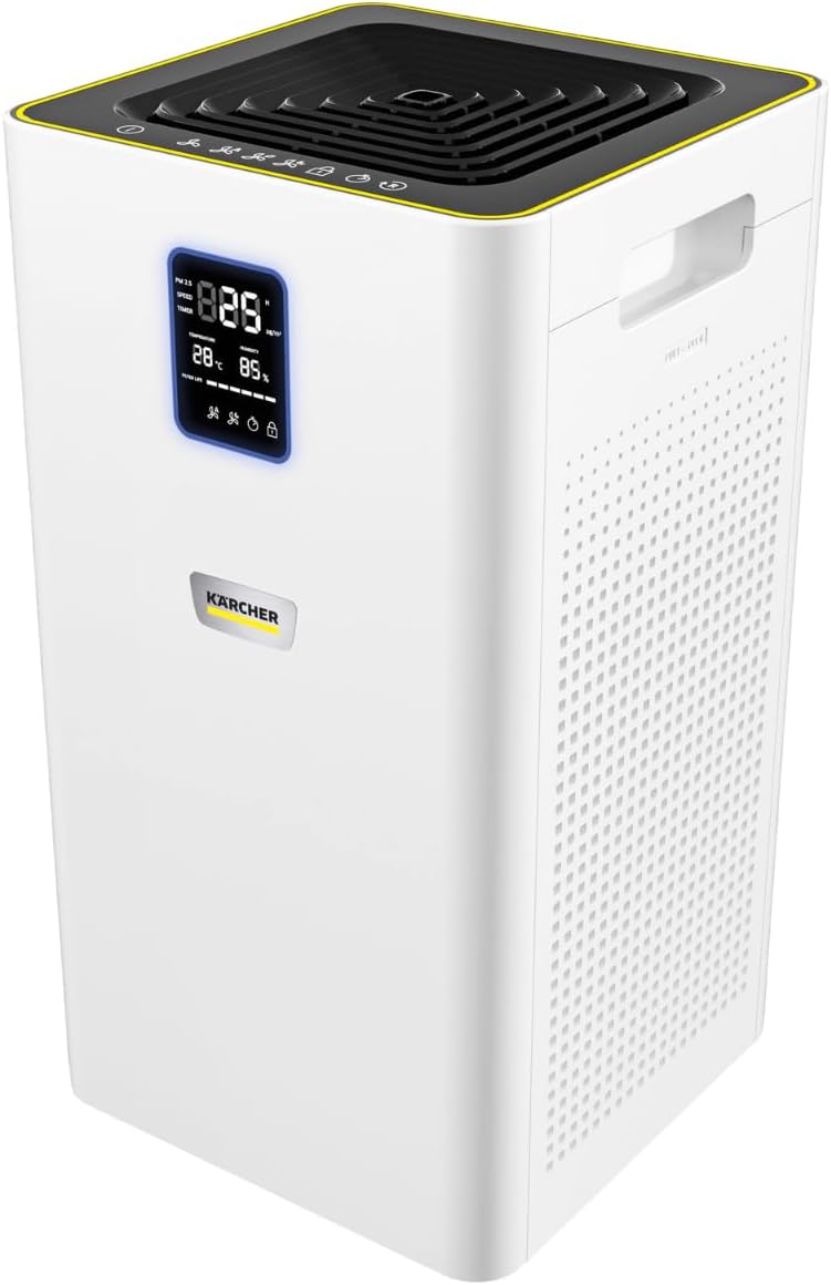 K?rcher Purificateur d'Air AF 30, Débit: 320 m3/h, Taille Pièce: 30 m2, Puissance Filtration: élimine 99,95% des Particules jusqu'à 0,3 μm type Poussière, Pollen & Allergènes, Mode Automatique & Nuit