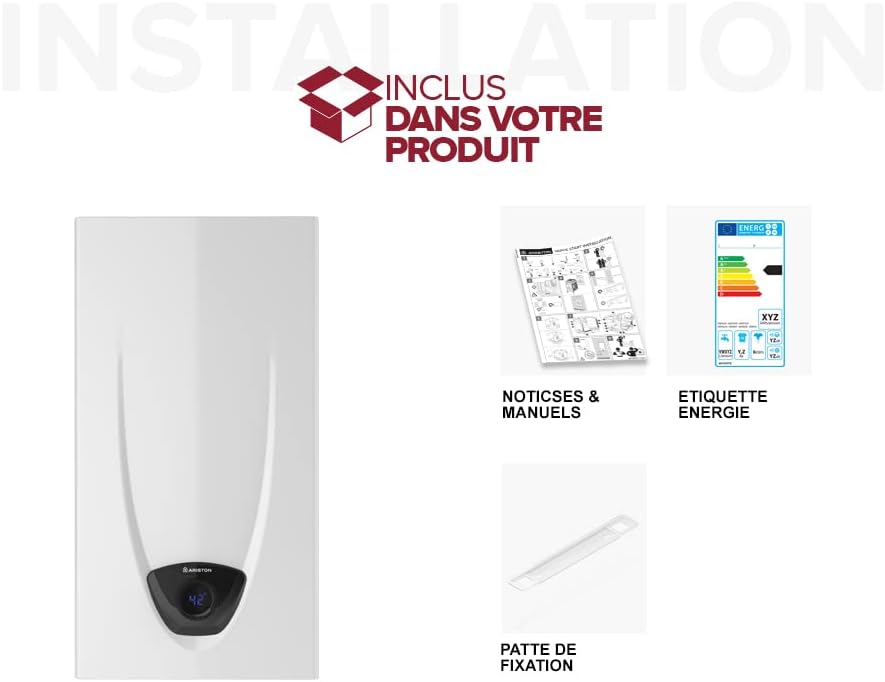 Ariston FAST EVO X DISPLAY Chauffe-eau gaz instantané, Low Nox, 14 l/min, 15 pourcent d'économies d'énergies, Classe énergétique A, Con?u et fabriqué pour être installé en France, Blanc, 14l/min
