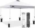 EAGLE PEAK Pop-up tonnelle de Jardin Pliable 3x3m, Tente Pliante avec Pieds Droits Hauteur réglable auvent pour Camping Plage Festival avec Sac à roulettes (Blanc)