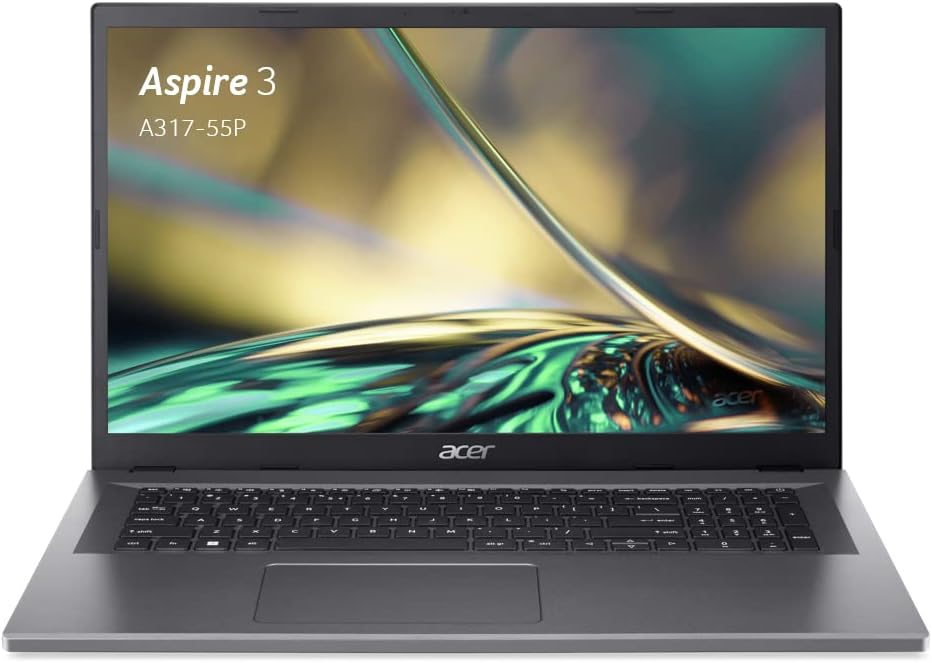 Acer Aspire 3 A317-55P-C8DB  Ordinateur Portable 17.3" Full HD IPS  PC Portable (Intel Processeur Celeron N100  Ram 4Go  SSD 128Go  Intel UHD Graphics  Windows 11 Famille) Clavier AZERTY  Laptop Gris