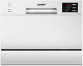 COMFEE' TD602E-W Lave-vaisselle compact pose libre, écran LED, 6,5 litres, blanc, niveau sonore : 47 dB