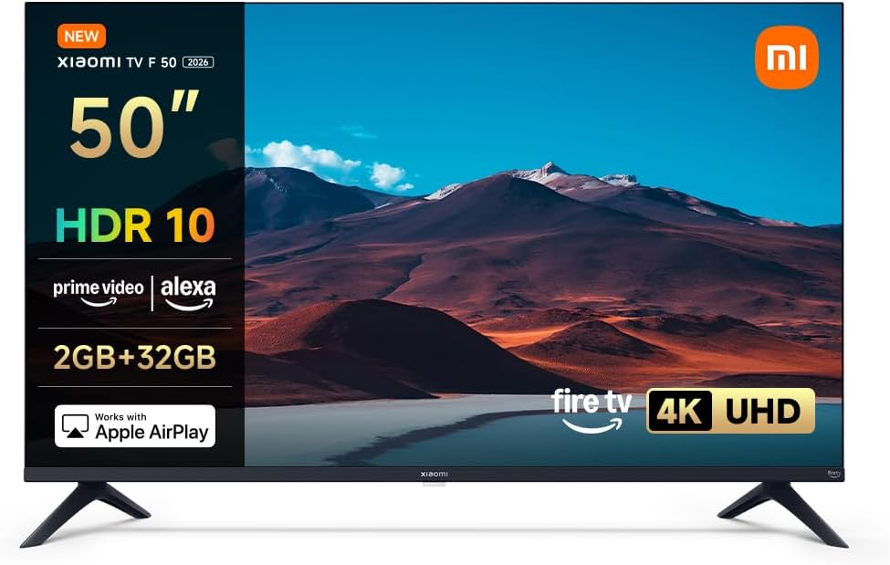 Xiaomi TV F 50  127 cm (50 Pouces)  4K UHD  Smart TV  Fire TV  Contr?le Vocal Alexa  HDR10  MEMC  Mode Game Boost 120Hz  2Go+32Go  Compatible avec AirPlay