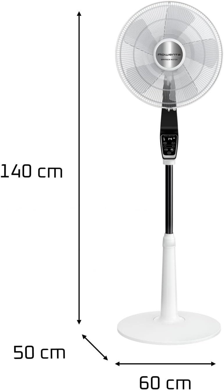Rowenta Turbo Silence Extreme Ventilateur sur pied, Puissant, Silencieux, écoénergétique, Design, Timer 12h, Télécommande VU5690F0