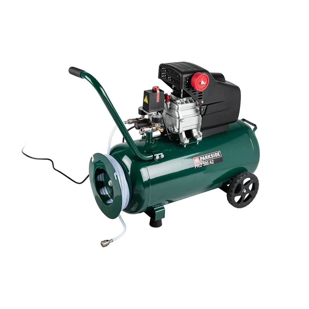PARKSIDE PKO 500 A2 compressor met 50 liter tank in de werkplaats