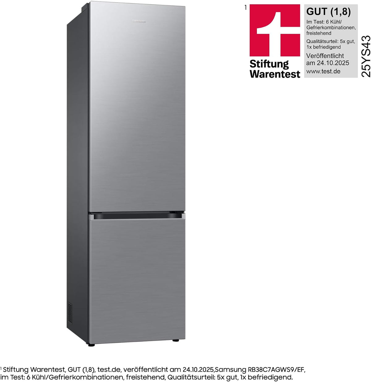 Samsung RB38C7AGWS9 Kühl-Gefrier-Kombination – Gesamtansicht