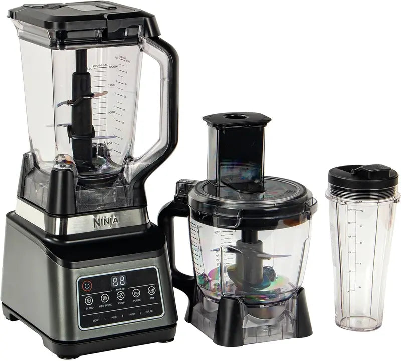 Ninja BN800EU 3-in-1 keukenmachine met kan, kom en bekers, zwart-zilver