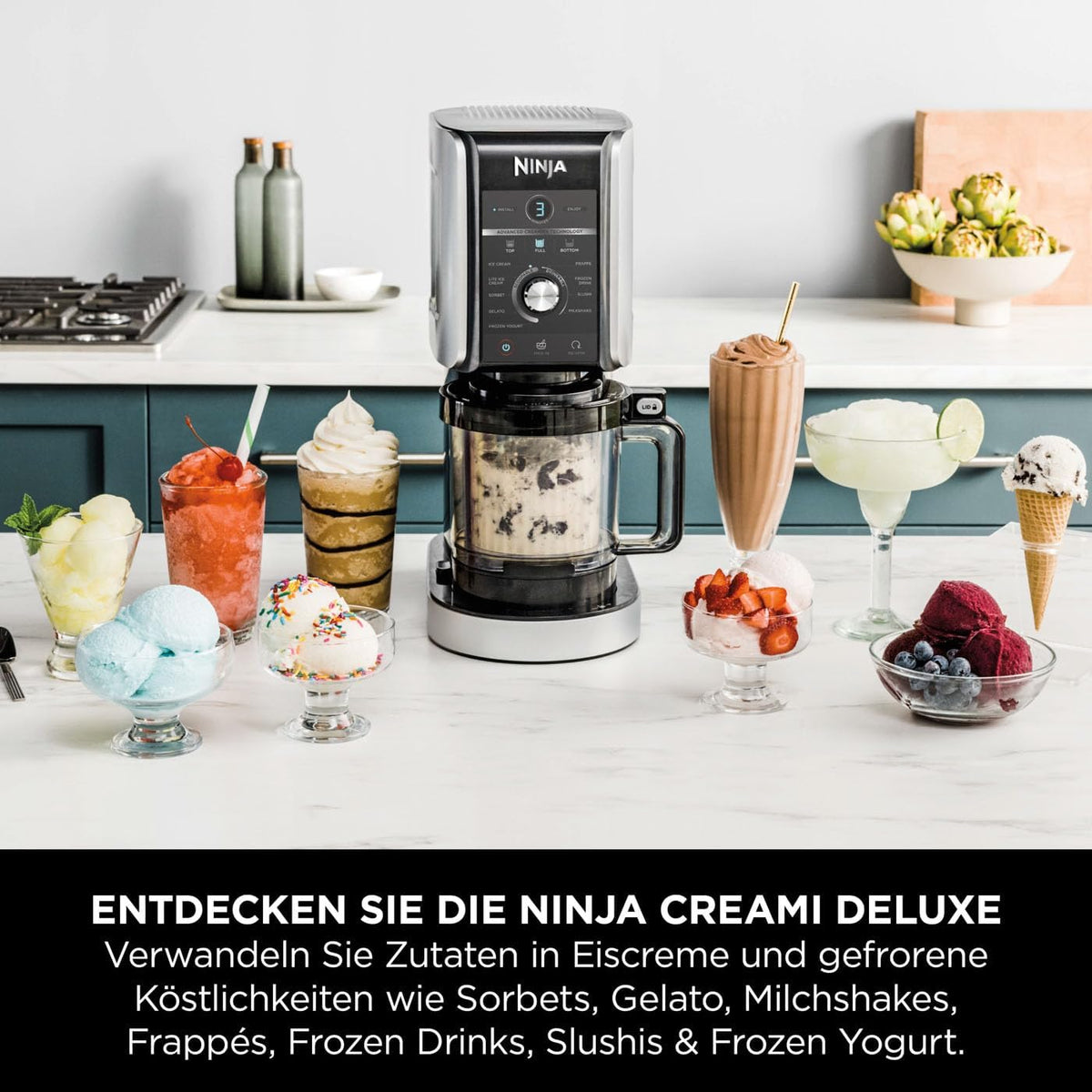 Ninja CREAMi Deluxe Eis-und Eisgetränkmaschine mit 2 Bechern – Seitenansicht 2/8