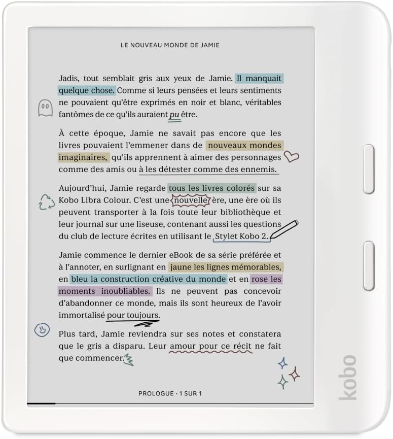 Witte Kobo Libra Colour e-reader met 7 inch kleurendisplay