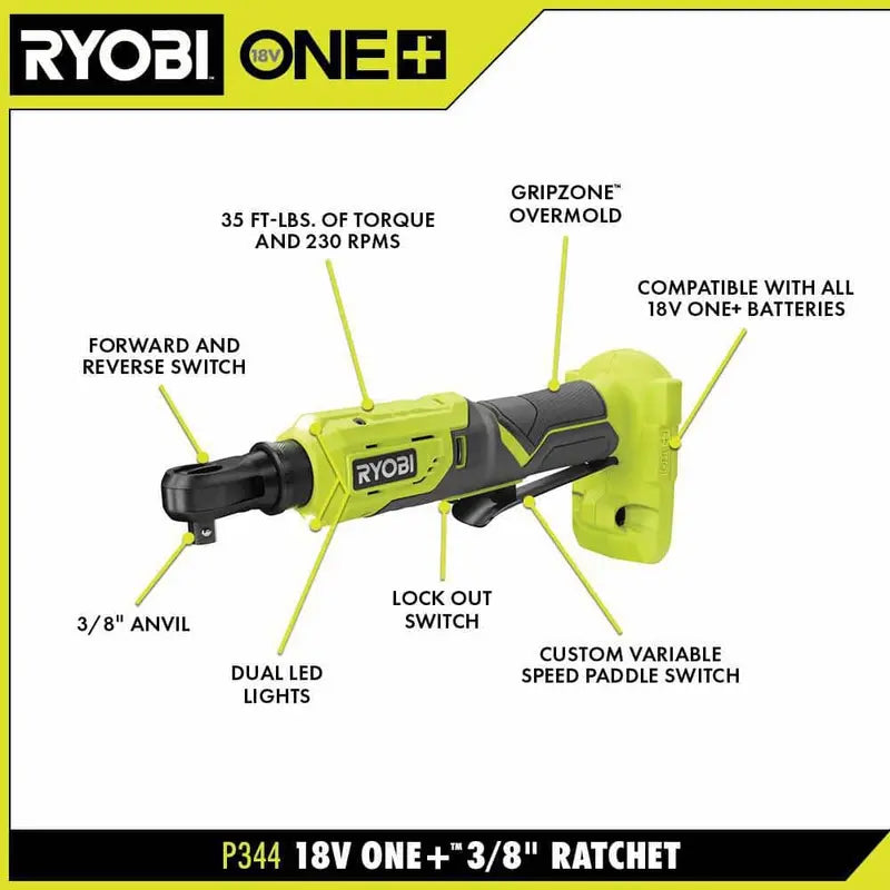 LED-werklampen op de RYOBI ratel